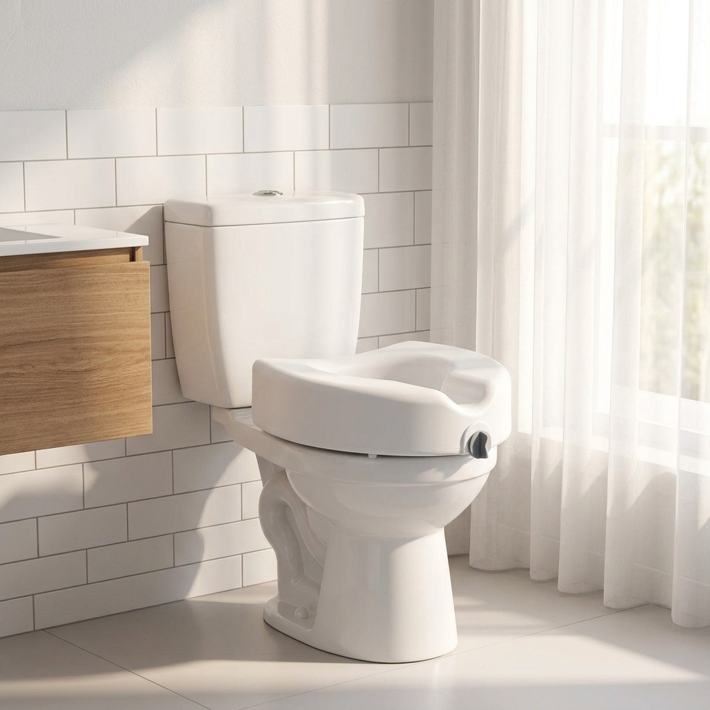 EverSteady raised toilet seat providing 5-inch height lift on standard toilet