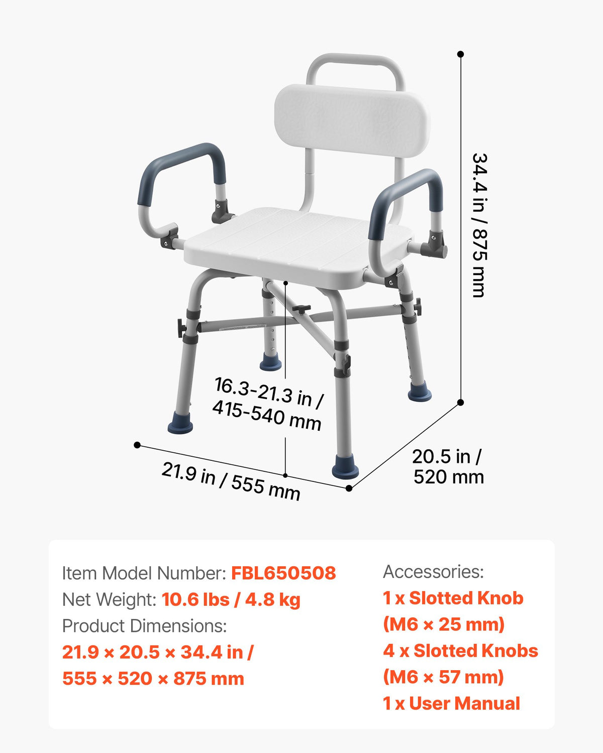 EverSteady Swivel Shower Chair, black, full product view