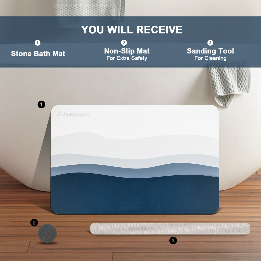 EverSteady Stone Bath Mat water absorption demonstration