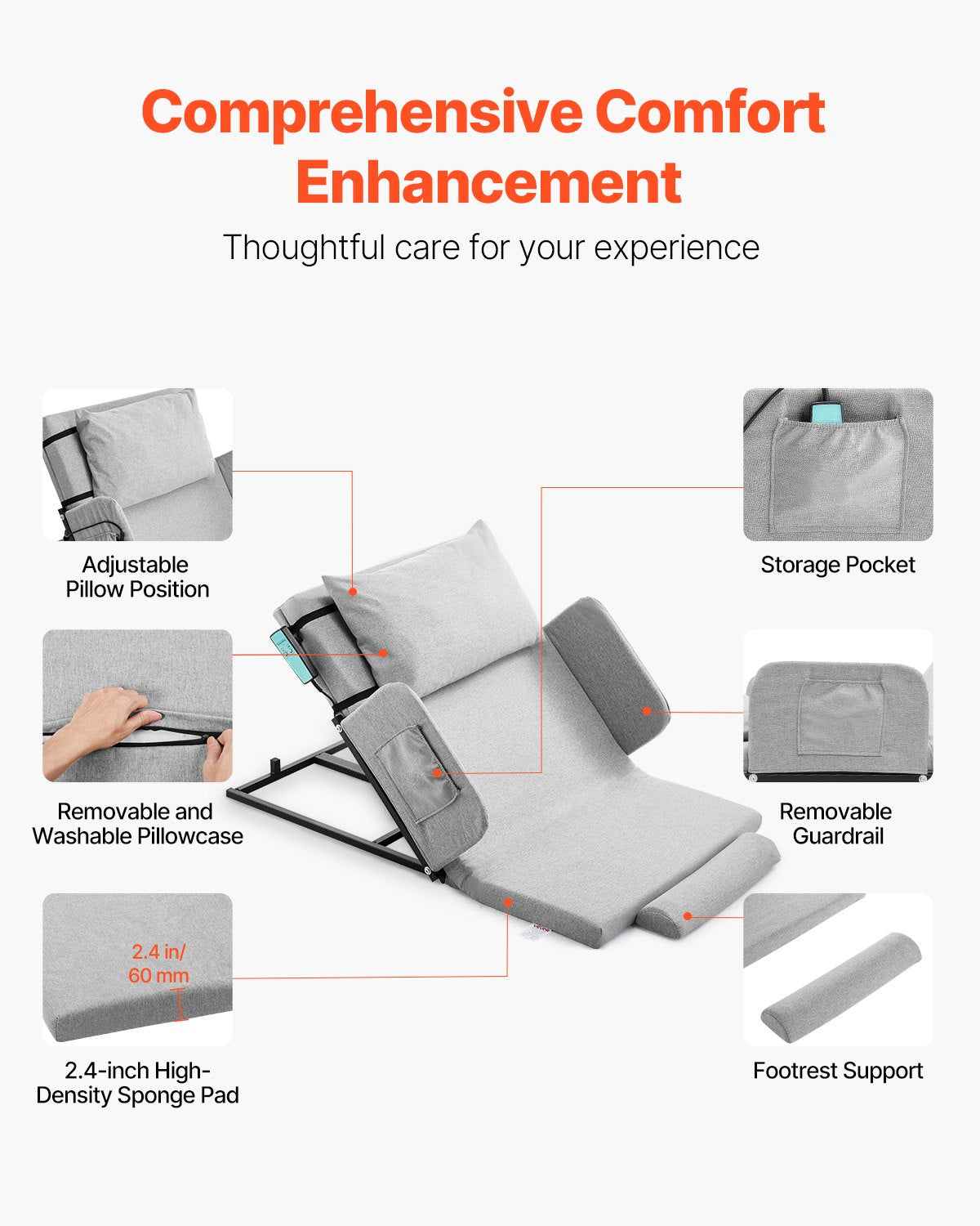 EverSteady Electric Lifting Bed Backrest Pro guardrail detail