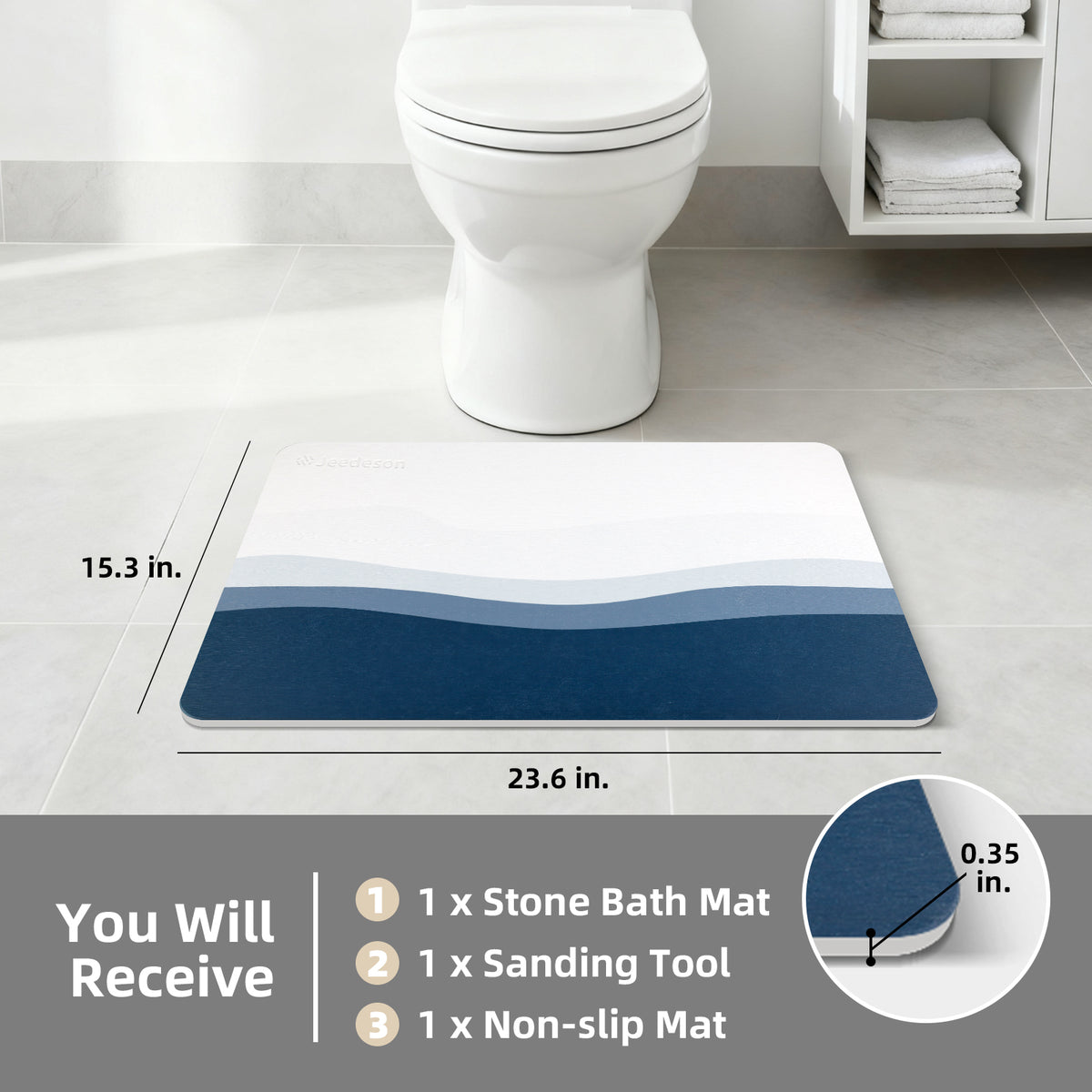 EverSteady Stone Bath Mat in use outside shower