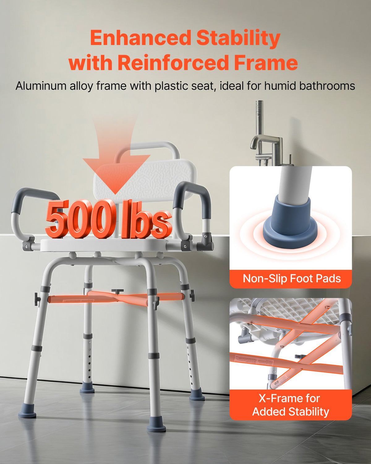 EverSteady Swivel Shower Chair in use inside shower stall