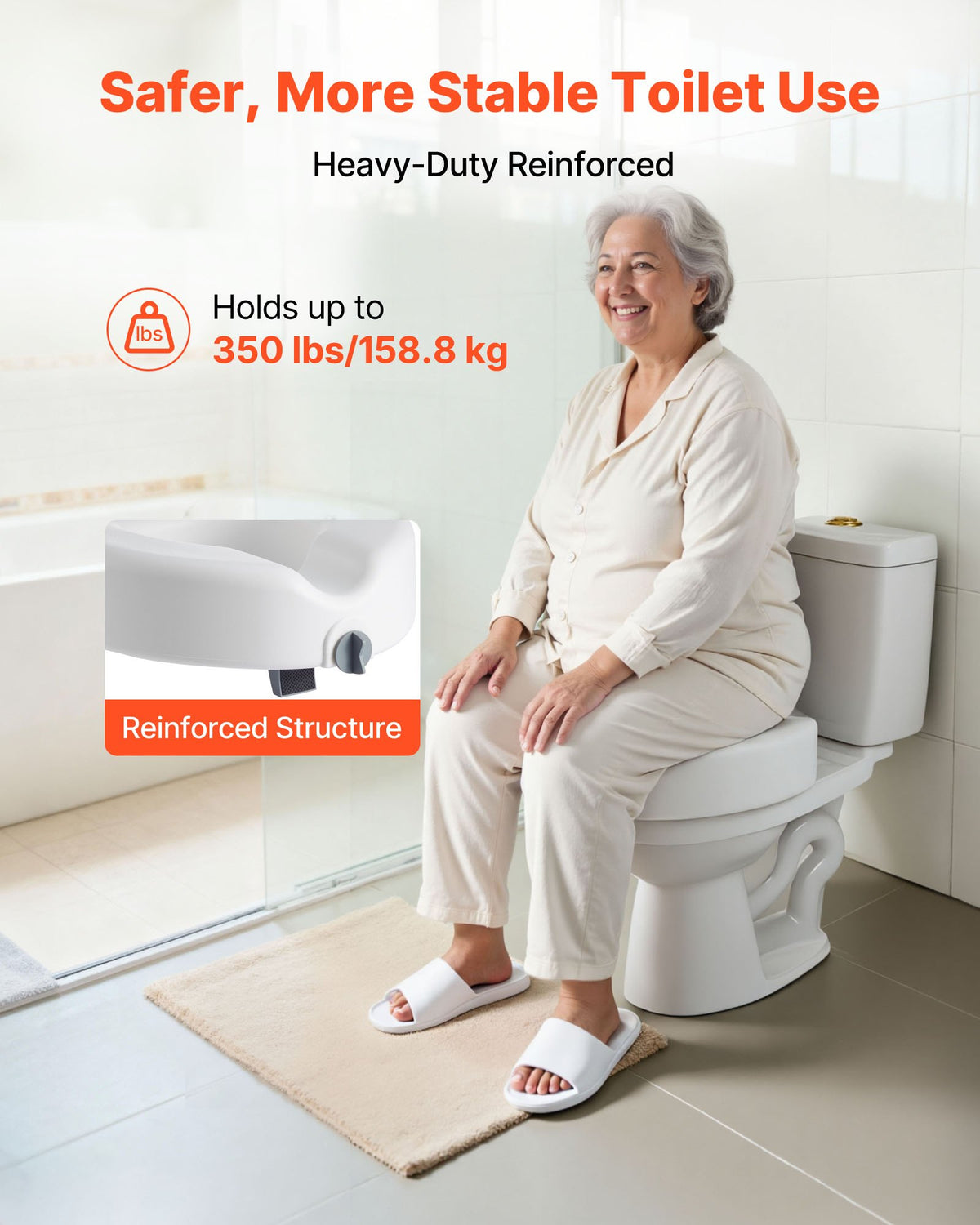 EverSteady Raised Toilet Seat installed on a standard toilet