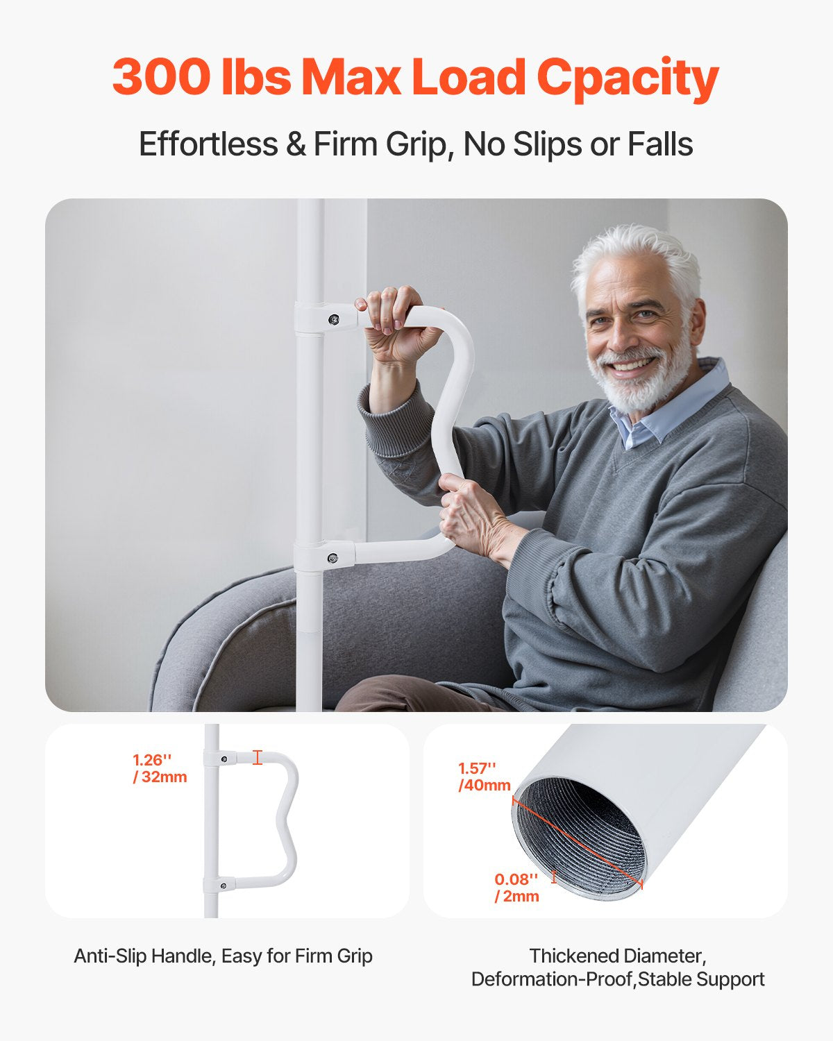 EverSteady transfer pole curved anti-slip handle close-up