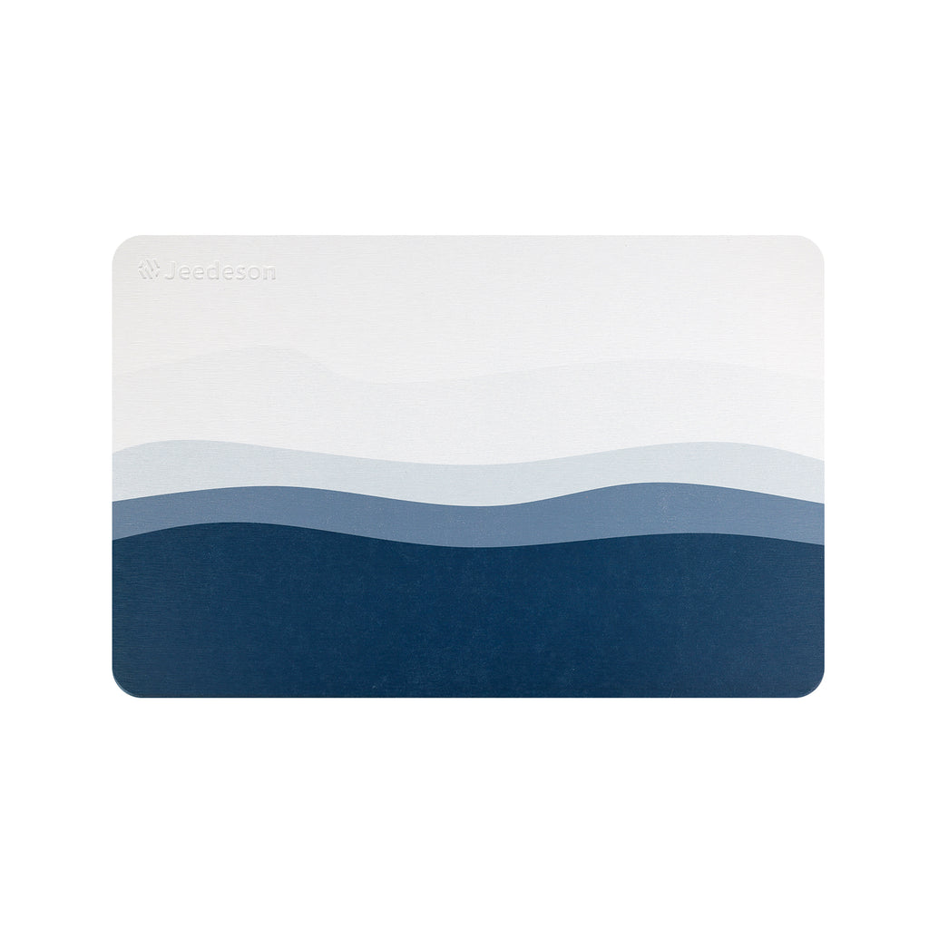 EverSteady Quick-Dry Stone Bath Mat, blue and white, full product view
