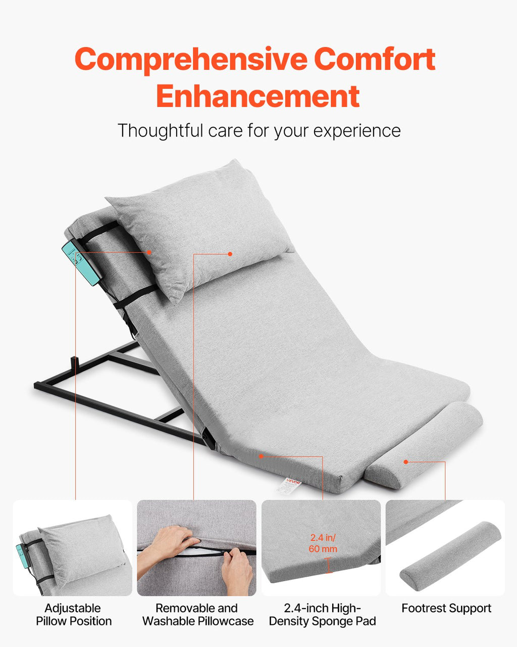 EverSteady Electric Lifting Bed Backrest headrest and legrest detail