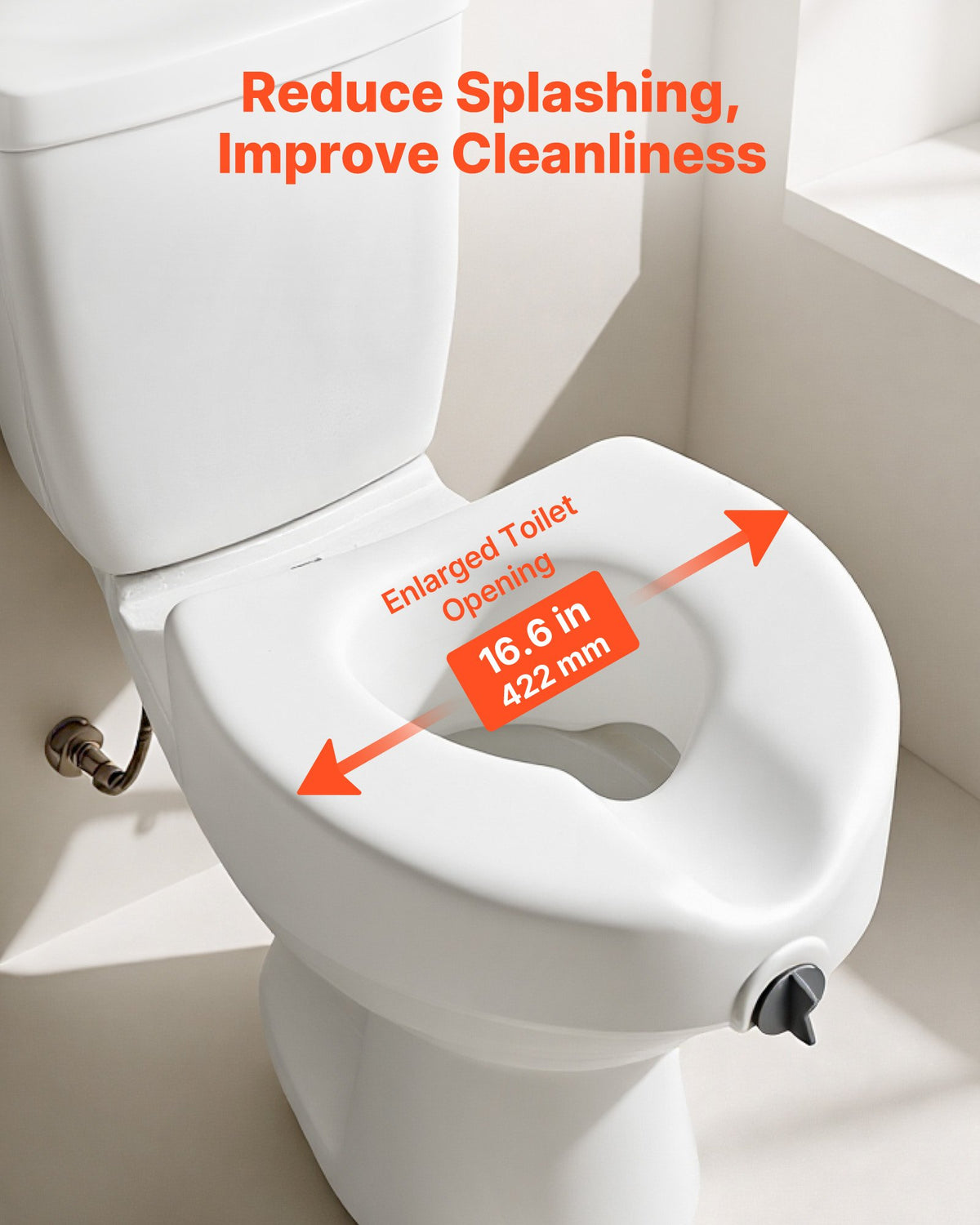 EverSteady Raised Toilet Seat enlarged opening and dimensions