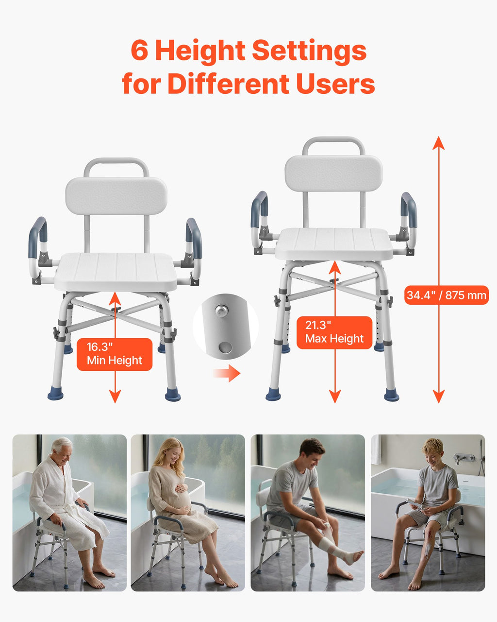 EverSteady Swivel Shower Chair dimensions and weight capacity specifications