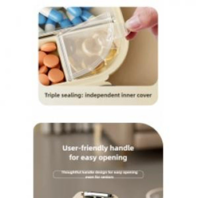 EverSteady Pill Organizer open showing triple-sealed compartments